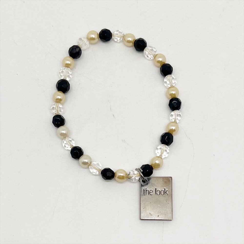 Vintage Mary Kay Beaded Bracelet with The Look Silver Tone Charm